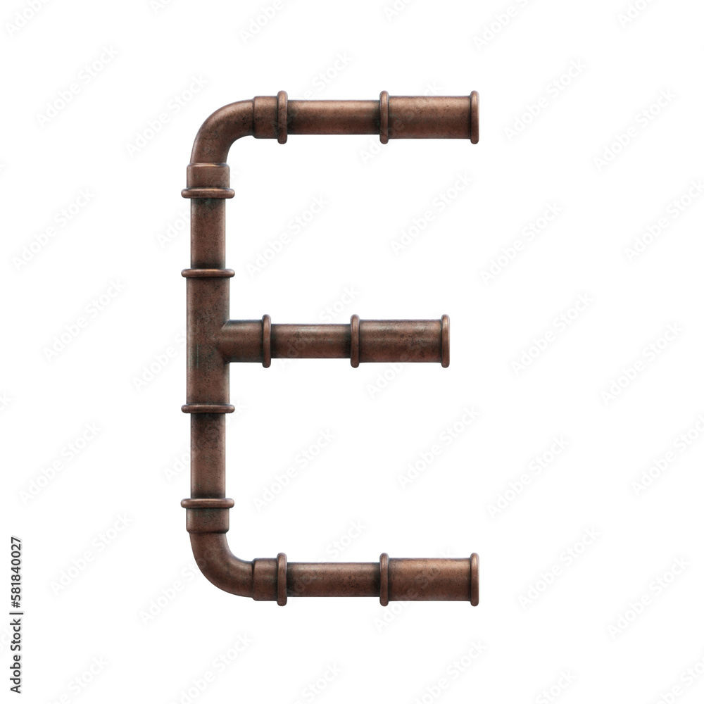 Copper Pipes 3D Alphabet or Lettering - View 1 Copper Pipes 3D Alphabet or Lettering - View 1