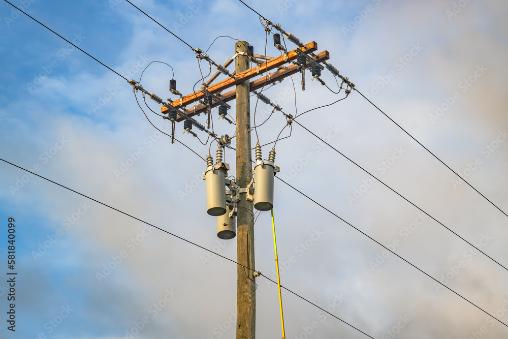 Power pole with yellow Telescopic Switch Stick