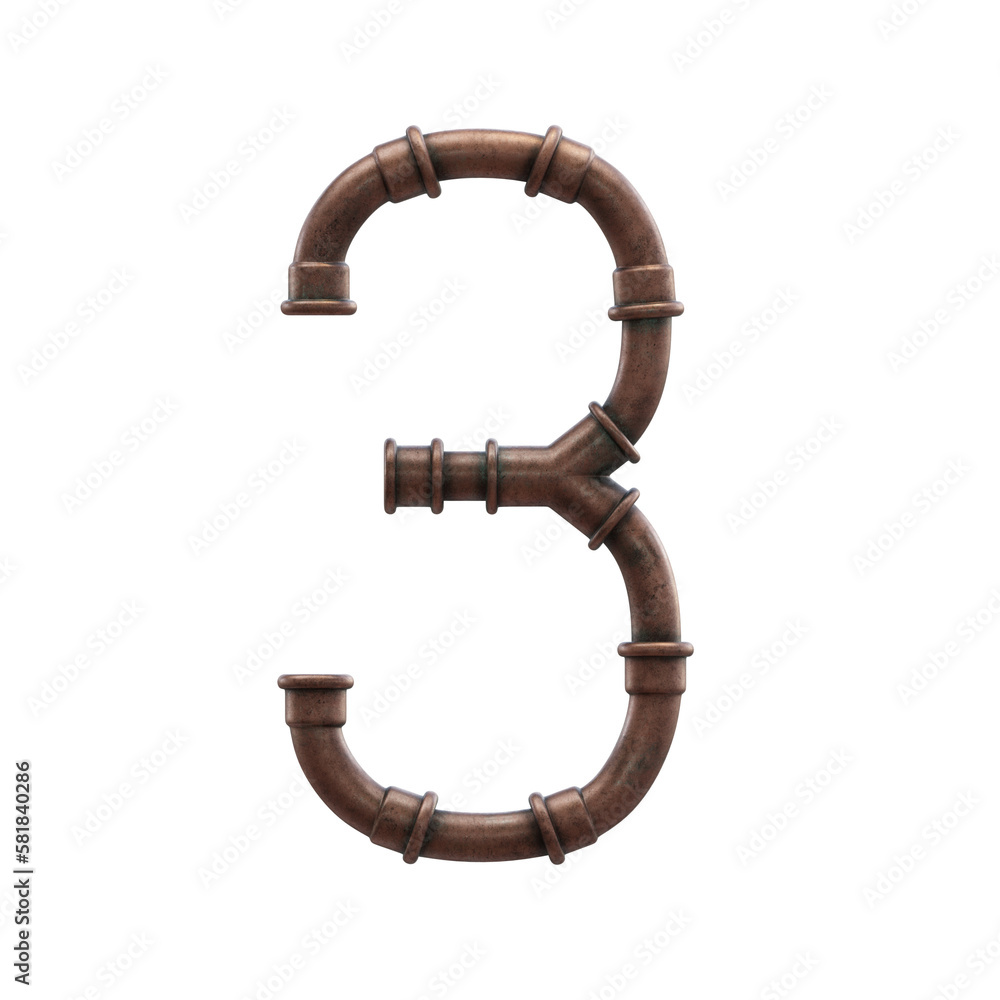 Copper Pipes 3D Alphabet or Lettering - View 1 Copper Pipes 3D Alphabet or Lettering - View 1