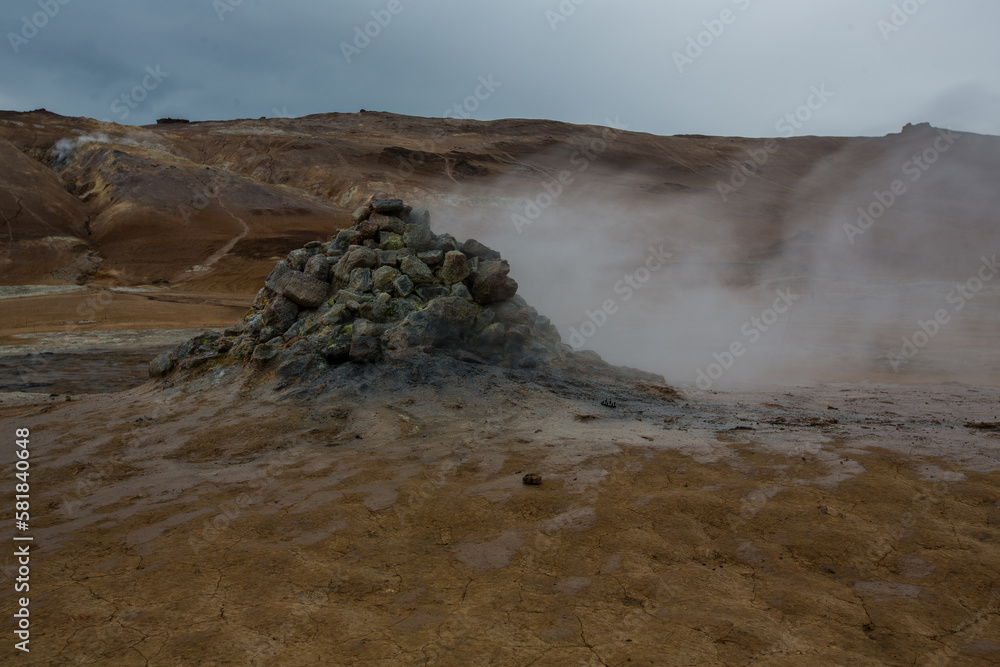 Geothermal hot springs area in Iceland, Island full of sulfur,best places in Iceland 