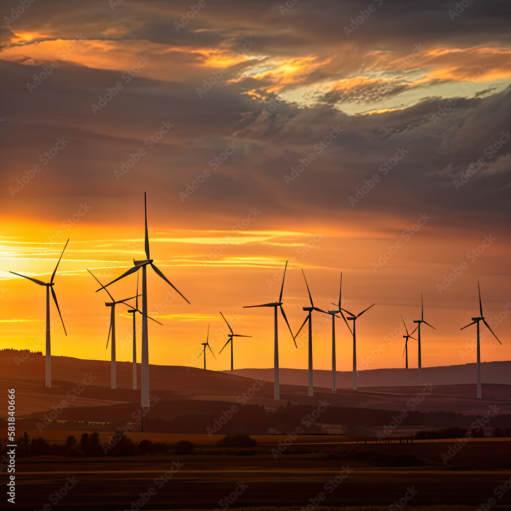 wind turbines at sunset wind turbines at sunset
