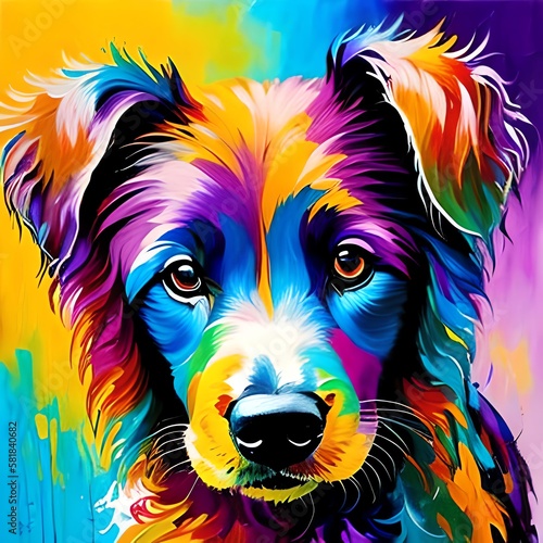 dog in colorful oil style