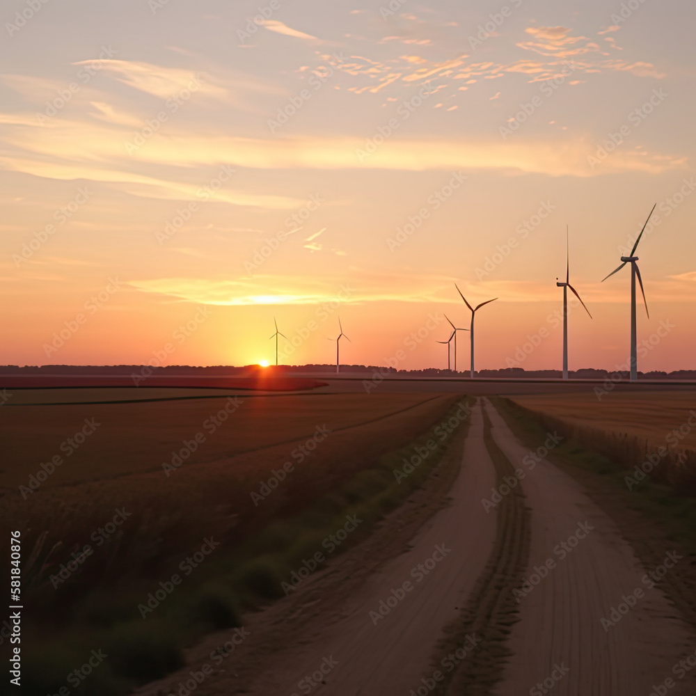 wind turbines at sunset wind turbines at sunset