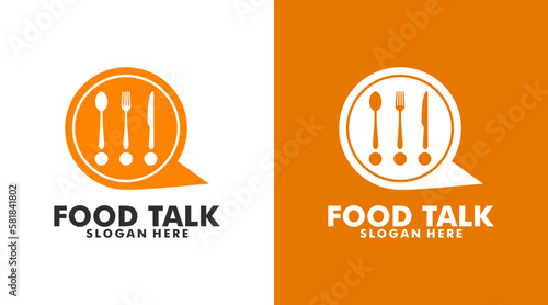 Food talk logo design template vector, online food , Cafe or restaurant logo.
