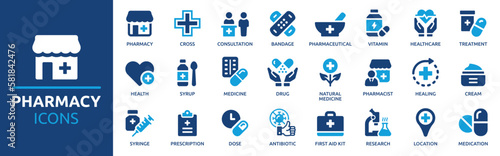 Slika na platnu Pharmacy icon set