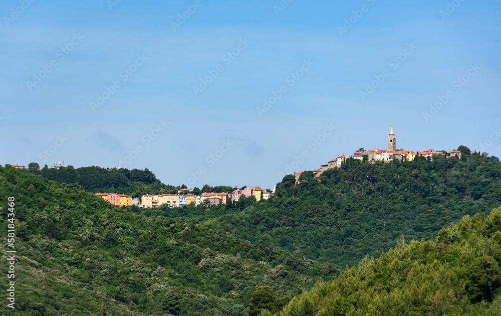 Townscape of the beautiful hilltop town of Labin in Croatia
