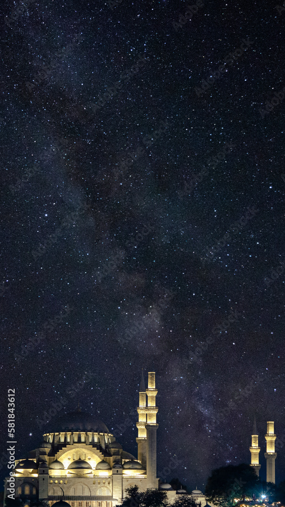 Suleymaniye Mosque and milkyway. Ramadan concept vertical photo Suleymaniye Mosque and milkyway. Ramadan concept vertical photo