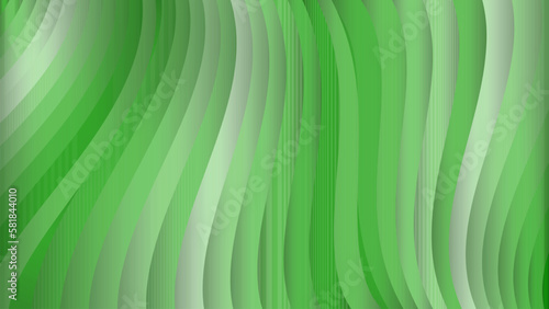 Abstract curved lines and green color background.