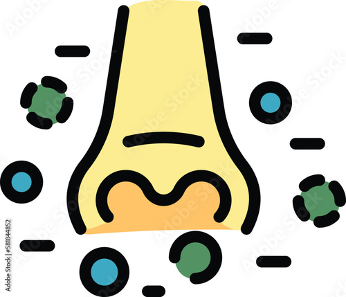 Nose viruses icon. Outline nose viruses vector icon for web design isolated on white background color flat