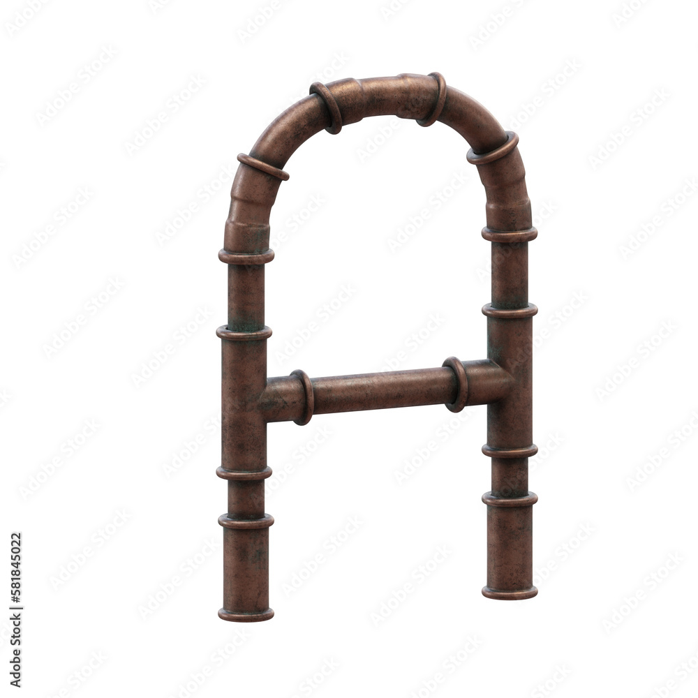 Copper Pipes 3D Alphabet or Lettering - View 2 Copper Pipes 3D Alphabet or Lettering - View 2