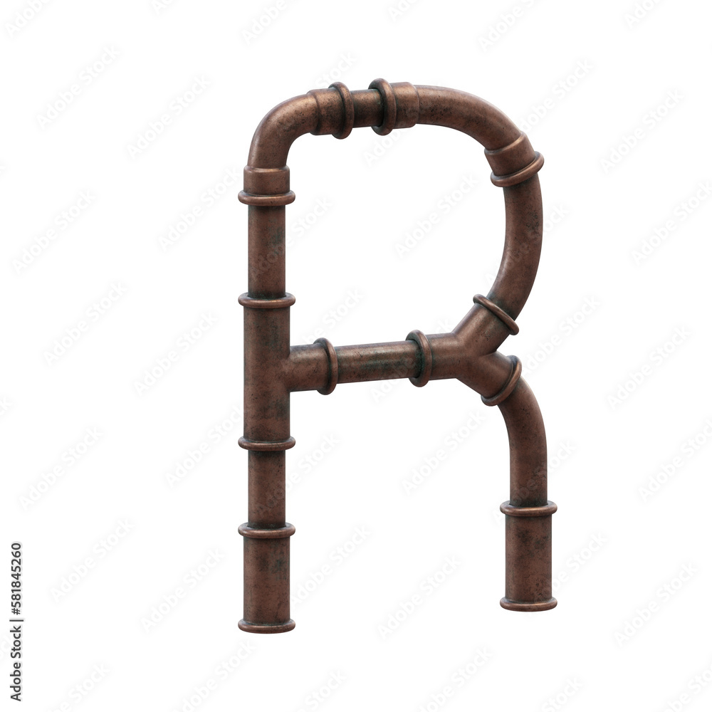 Copper Pipes 3D Alphabet or Lettering - View 2 Copper Pipes 3D Alphabet or Lettering - View 2