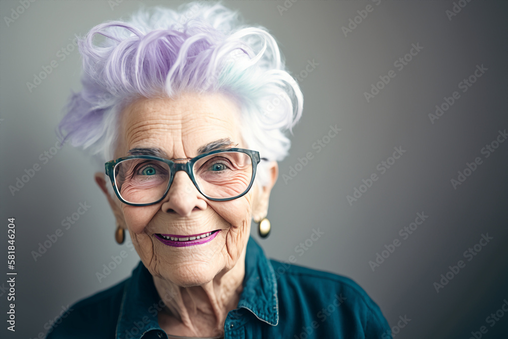 Generative ai close up portrait of senior old smiling grandmother woman Generative ai close up portrait of senior old smiling grandmother woman