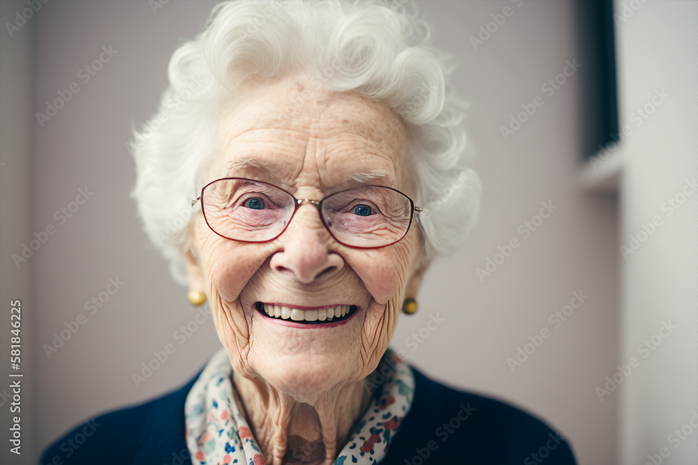 Generative ai close up portrait of senior old smiling grandmother woman Generative ai close up portrait of senior old smiling grandmother woman