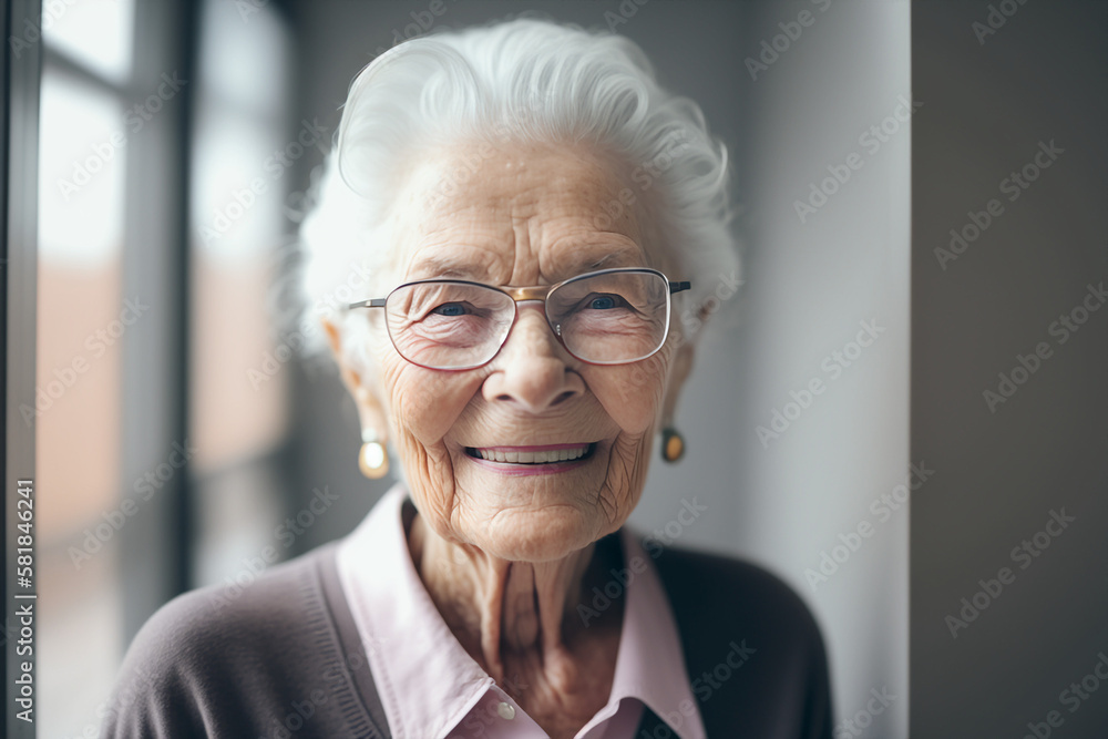 Generative ai close up portrait of senior old smiling grandmother woman Generative ai close up portrait of senior old smiling grandmother woman