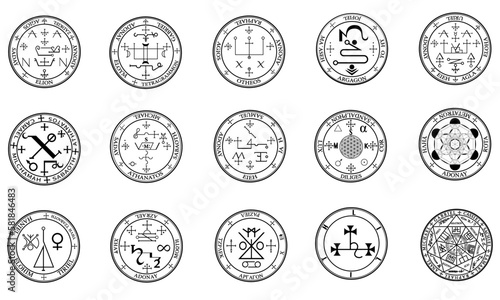 Tablou canvas Set of Sigils collection of the Archangels - High resolution vector illustration