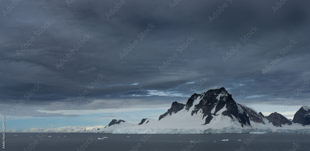 Dark, moody sky in Antartica