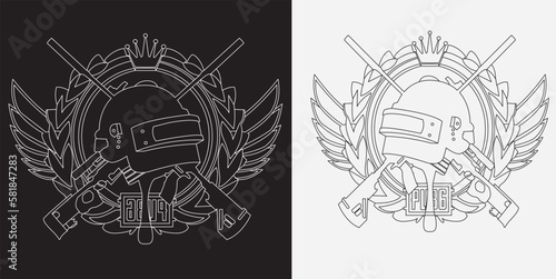 logo design, pubg vector illustration gold. Cool gaming for fun	