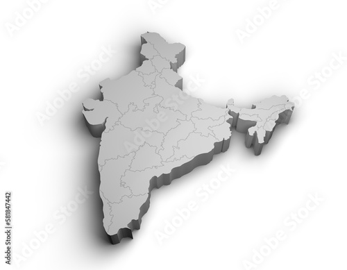 3d India map illustration white background isolate photo