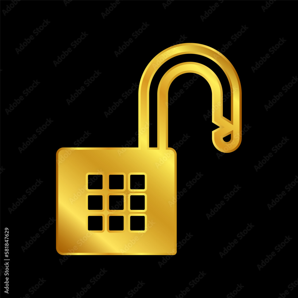 padlock icon vector logo template in gold color