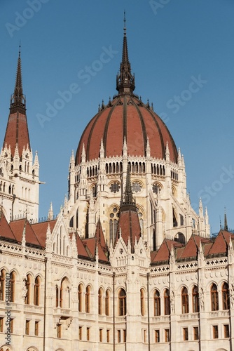 Vertical image of Hungarian parliament building in Budapest, Hungary