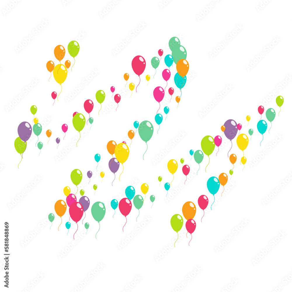 Bright Flying Baloon Vector  White Background.