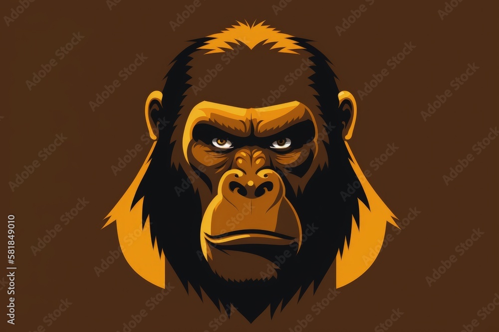 Fototapeta premium Gorilla illustration, art style. Generative AI