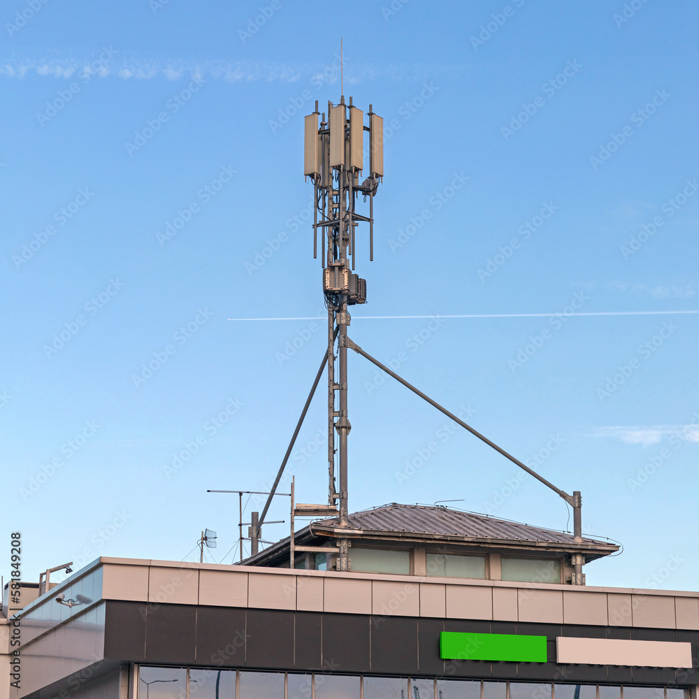 Cell Tower Antenna at Top of Building Cell Tower Antenna at Top of Building
