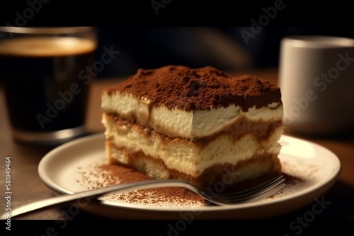 Tiramisu chocolate dessert and coffee cake bakery generative ai