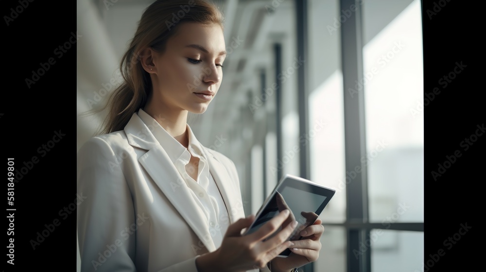 Business People using tablet with blank screen for tablet mockup in working office, Business Concept People using tablet, AI generated Business People using tablet with blank screen for tablet mockup in working office, Business Concept People using tablet, AI generated
