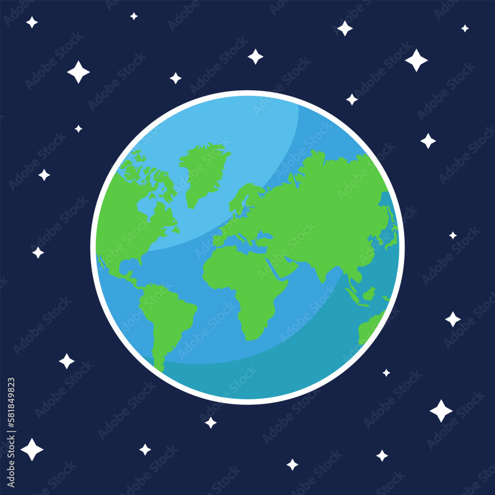 Fototapeta premium Earth on the space background with stars.