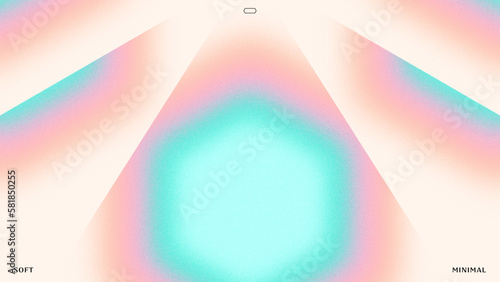 Prismatica Minimalist Fuzzy Hexagon Gradient on Light Background with Grain Texture and Vibrant Pastel Orange Pink Green Teal Colors Radiating Central Glow with Easy to Customize Swatch Colors
