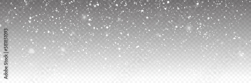 panorama view isolated Falling Snow Overlay. Falling snow on a transparent background. Abstract snowflake background. Fall of snow