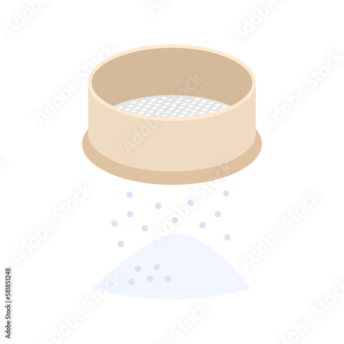 Sifting flour sieve icon. Confectioner sieve flour sifting.