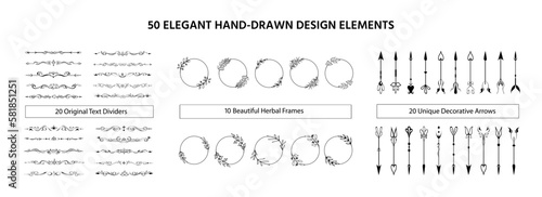 Set of fifty elements, dividers, frames, arrows