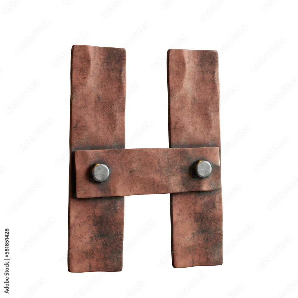 Copper Planks 3D Alphabet or Lettering - View 1 Copper Planks 3D Alphabet or Lettering - View 1