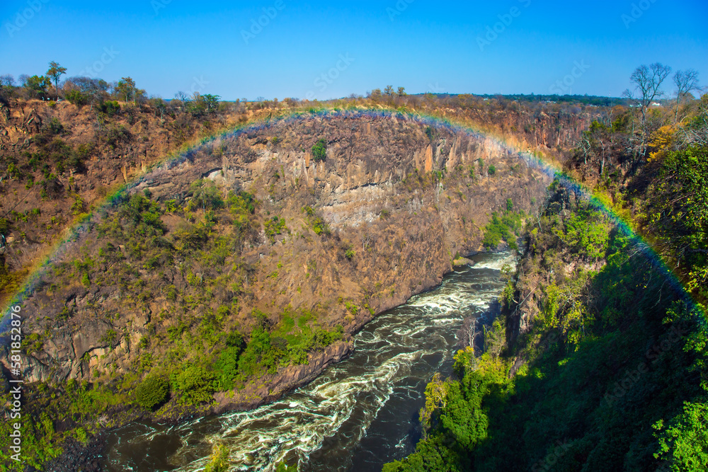 Beautiful rainbow over the river Zambezi