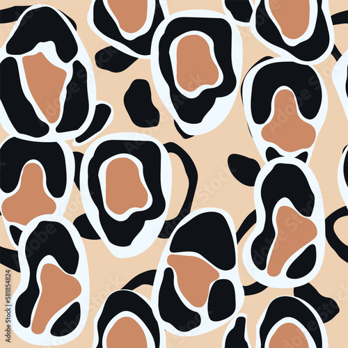 Cheetah Drawing Vector Seamless Pattern. Ink