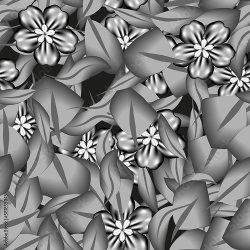 Iron Flowers and Leaves Seamless Pattern Background