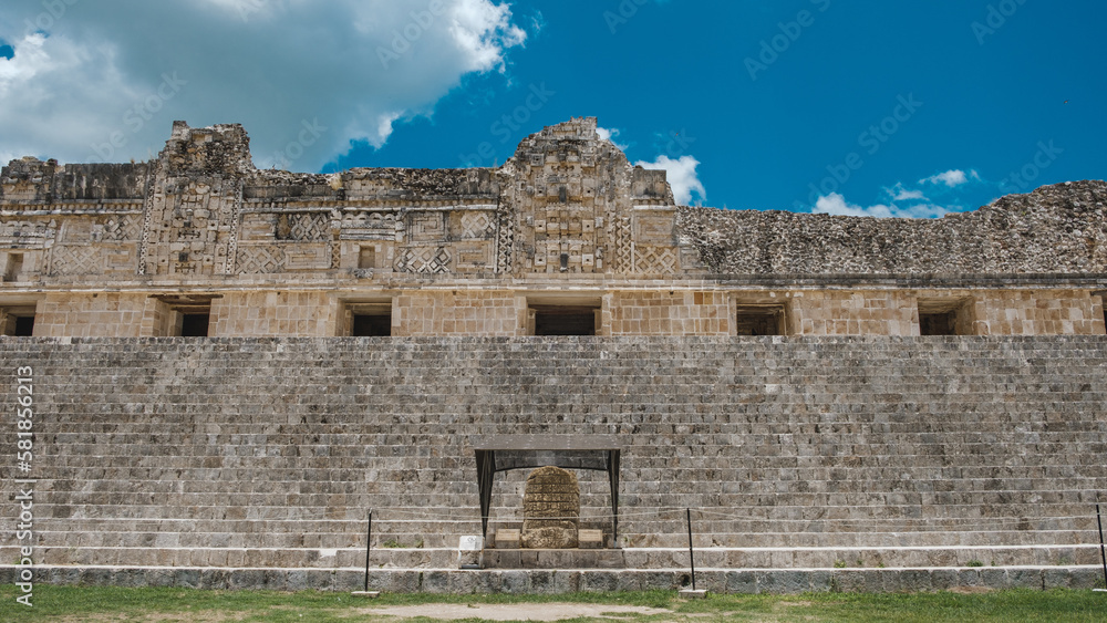 View on the Maya temple in Uxmal, Yucatan