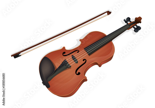Une illustration d’un violon vue de face, sur un fond blanc, pour symboliser la musique classique.