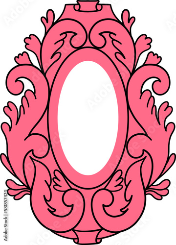 Pink Oval or Ellipce Carving Picture Frame photo