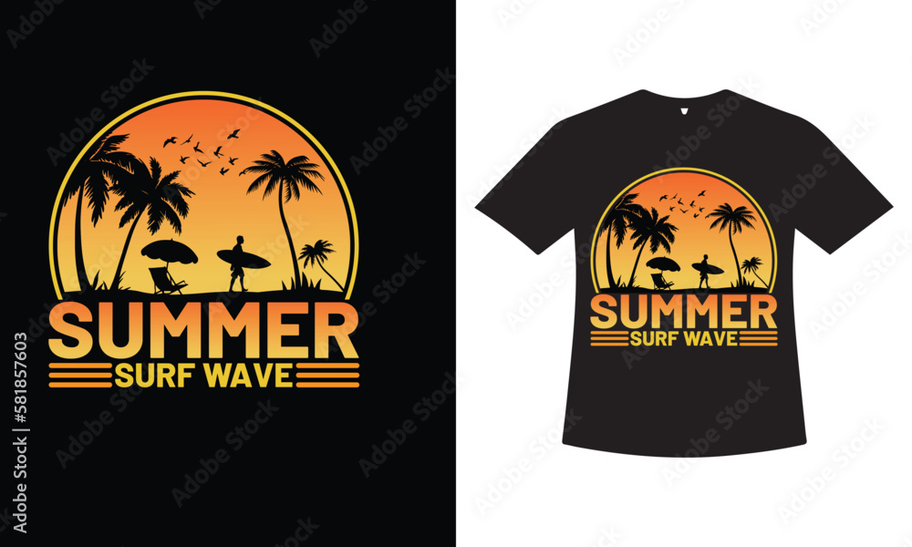 Summer t-shirt design, summer vintage t-shirt design, summer beach t-shirt design, Summer lake t-shirt design, Summer surfing t-shirt design.