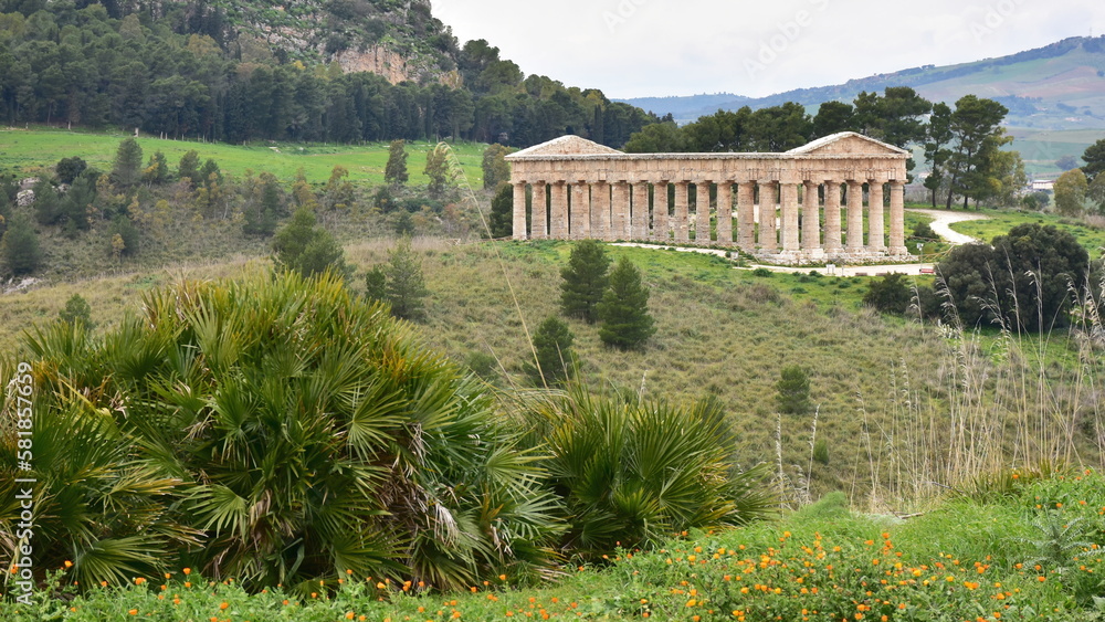 monument temple of Segesta from 430 BC in Sicily,Italy