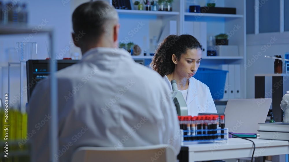 Genetic lab scientist studying health test results, disease diagnostics, medicine development Genetic lab scientist studying health test results, disease diagnostics, medicine development