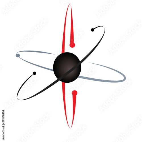 Atom red gray black logo symbol  3d Vector clip art