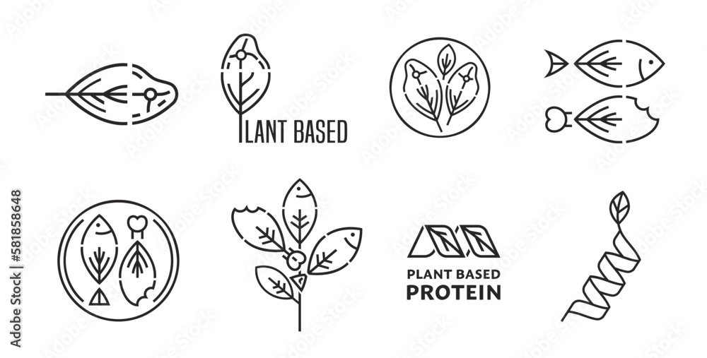 Plant based protein production icons. Editable vector set Plant based protein production icons. Editable vector set