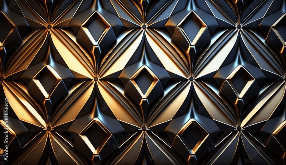Geometric black and gold decorative pattern ai generated Geometric black and gold decorative pattern ai generated