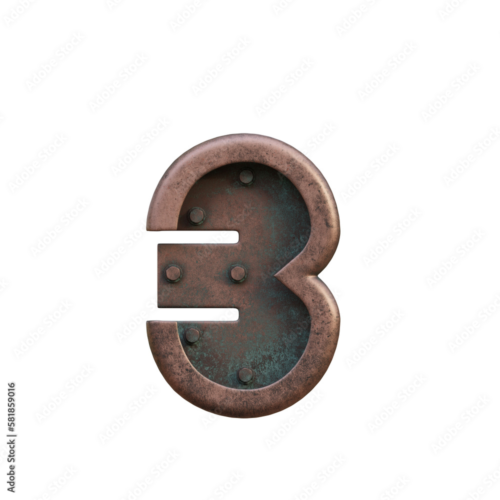 Steampunk Metal 3D Alphabet or Typography - View 1 Steampunk Metal 3D Alphabet or Typography - View 1