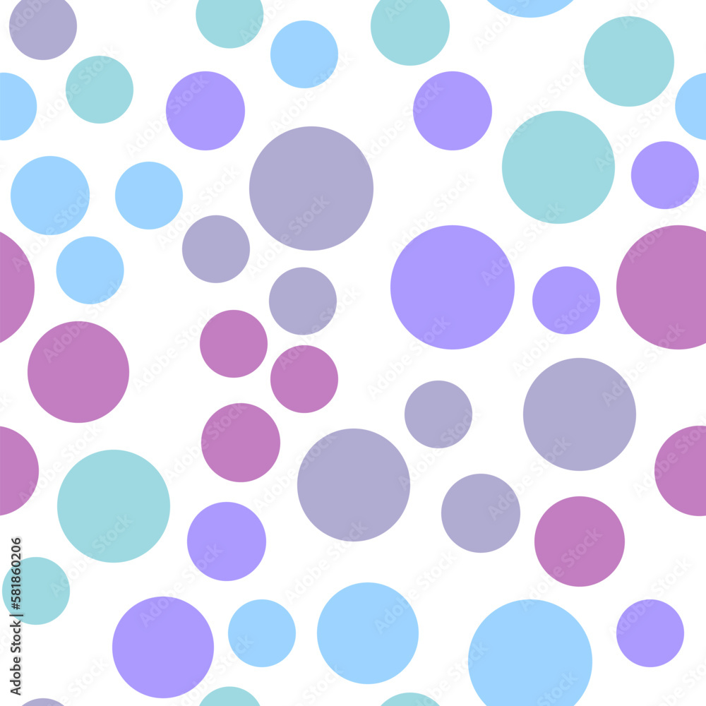 Vibrant seamless repeating pattern of blue, green, purple bubbles for printing on clothes, bags, cups, wallpapers, postcards, wrappers and other surfaces Vibrant seamless repeating pattern of blue, green, purple bubbles for printing on clothes, bags, cups, wallpapers, postcards, wrappers and other surfaces