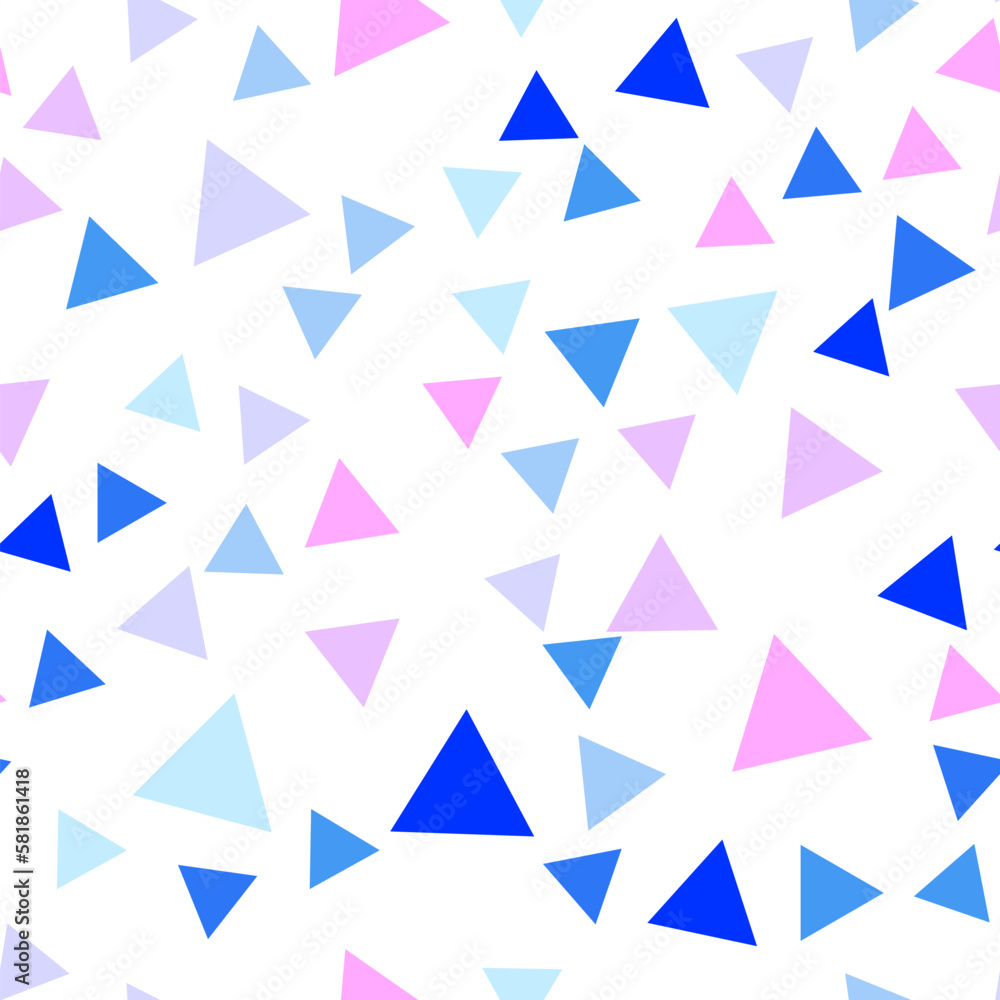 Geometric seamless pattern of blue and pink triangles for textile, paper and other surfaces Geometric seamless pattern of blue and pink triangles for textile, paper and other surfaces
